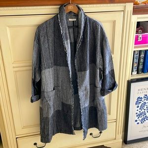 NWOT Eileen Fisher organic cotton shades of grey checked jacket